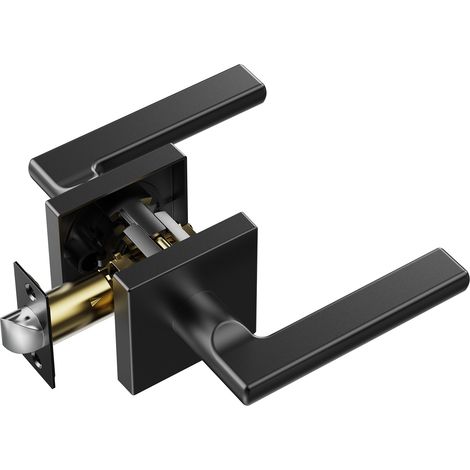 Mophorn Juego de 5 manijas para puerta de paso, color negro mate, reversibles, sin bloqueo, rotación de 45°, interior cuadrado para pasillos, armarios y salas de reuniones (1/5)