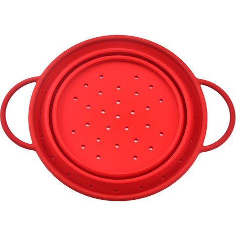 20 cm Rouge Passoire en Silicone, Pliable, va au Lave Vaisselle, passoire à pâtes, égouttoir, Insert Vapeur, passoire de Cuisine (1/5)
