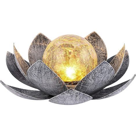 Lámpara solar de exterior AIDUCHO 20x20x10cm Loto Decoración de jardín Decoración de jardín exterior Luz cálida Lámpara solar de jardín LED para césped Camino, patio, balcón Gris (1/5)