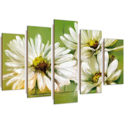 Quadro deco panel 5 parti, Fiori bianchi - 100x70 (1/5)