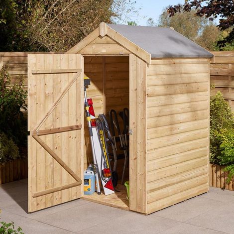 Rowlinson 4x4 Shiplap Apex Shed Single Door (1/5)