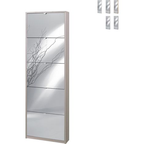 Scarpiera 5 ante con specchio design moderno 12 paia di scarpe Darcy - Olmo (1/5)