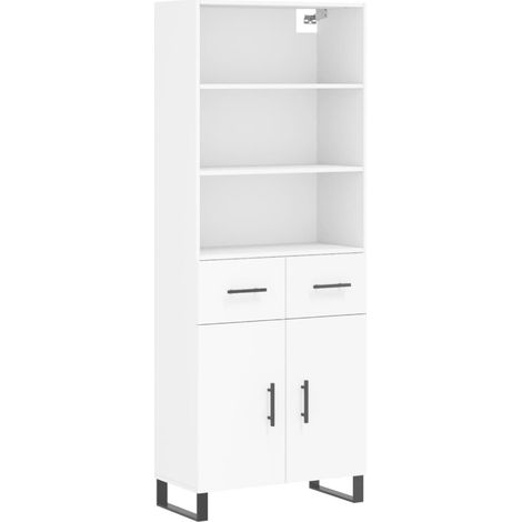 Aparador cómoda mueble de almacenaje organizador cocina salón salón alto 695 x 34 x 180 cm madera de ingeniería blanco 020032664
