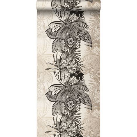 papier peint fleurs noir et beige - Origin Wallcoverings (1/4)