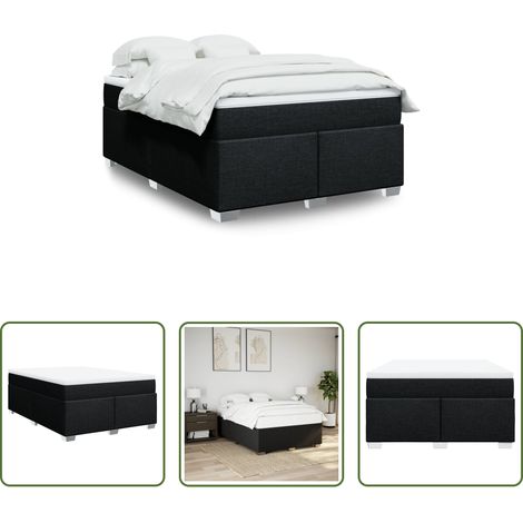 Matratze - Boxspringbett mit Matratze Schwarz 140x190 cm Stoff (1/5)