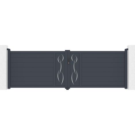 Portail battant 4m LIFE H.120 aluminium gris (1/5)