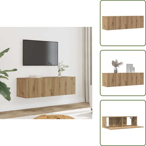 vidaXL Meubles TV muraux 2 pcs chêne artisanal 100x30x30 cm (1/5)