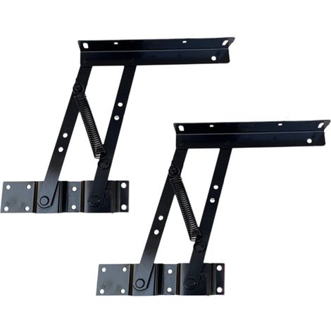 Lot de 2 charnières pour meubles / Supports de levage pliants (Ferrure) — Installation facile, support de levage assisté par ressort avec réglage de la hauteur. Dimensions : 22,7 cm x 24 cm x 18 cm. (1/5)