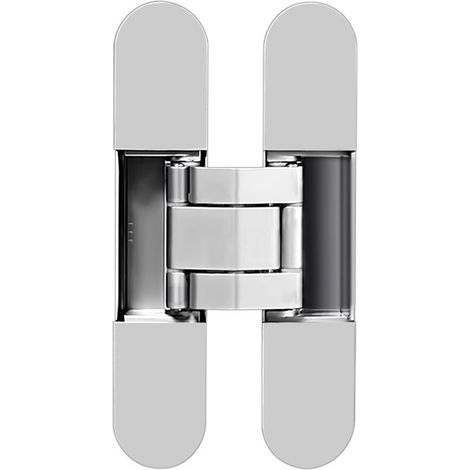 Bisagra Invisible para Puertas, Zamak, Plata, Pack de 1 Bisagras Invisibles para Puertas Pesadas, Carga 40 kg, Apertura 180º
