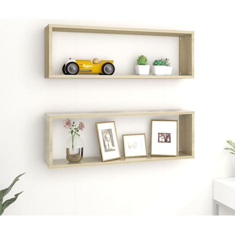 Étagères cube murales 2 pcs chêne sonoma bois d'ingénierie vidaXL