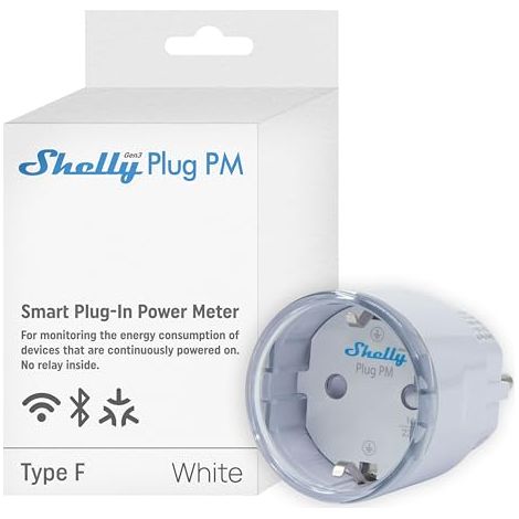 SHELLY PLUG PM GEN3 BLANC - PRISE CONNECTÉE FRANÇAISE WI-FI 16 A, 3680 W, POUR MESURE DE CONSOMMATION ÉLECTRIQUE, AUCUN HUB REQU