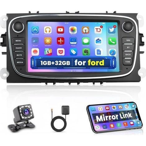 Android Autoradio pour Ford Focus C-Max S-Max Mondeo Kuga Galaxy, Poste Radio Voiture Bluetooth Stéréo avec GPS 7 Pouces.[G489] (1/5)