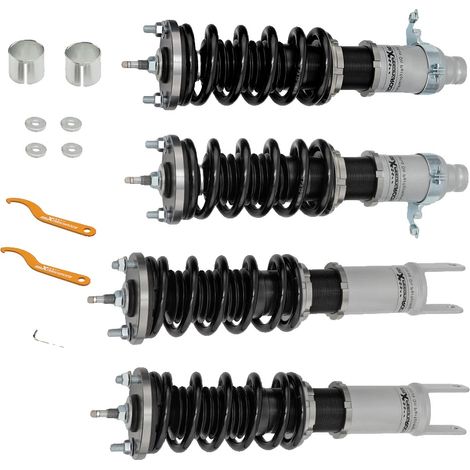 Kit de suspensión coilover, amortiguación ajustable, rango de descenso de 1 a 3 pulgadas, soportes de aluminio, rigidez del muelle delantero 8 kg/mm, rigidez del muelle trasero 5 kg/mm. (1/5)