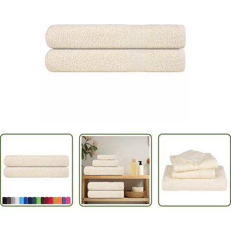 Baumwolle - Handtücher FROGN 2 Stk. Creme 100x200 cm 360 g/m² (1/5)