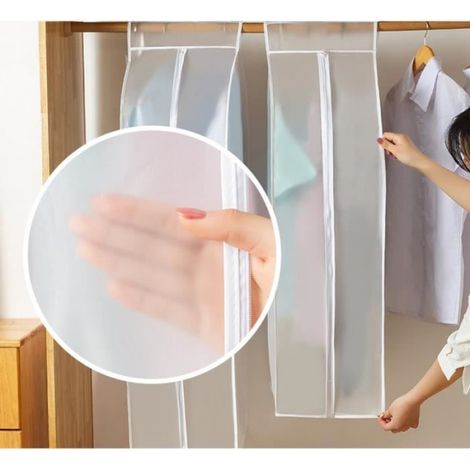 Housses de Vêtements, Lot de 2 Lavable Transparent Etanche Anti-Poussière Housses de Protection Pour Chemise/ Costume/ Manteaux(60 (1/4)