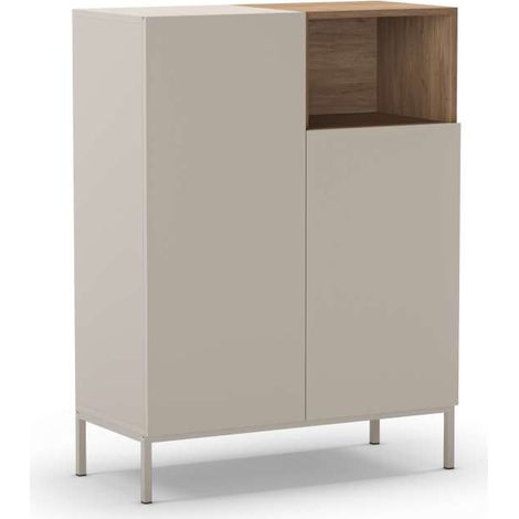 Mueble auxiliar 2 puertas abatibles md-Roque acabado crema/roble sepet. 120cm(alto) 90cm(ancho) 40cm(prof.)