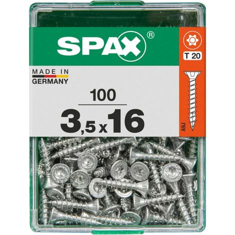 SPAX Universalschraube, 3,5 x 16 mm, 100 Stück, Vollgewinde, Senkkopf, T-STAR plus T20, 4CUT, WIROX - 4191010350162 (1/3)