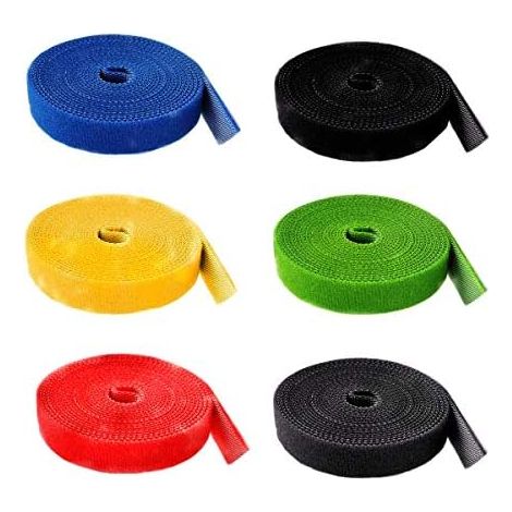 6 Roll Cable Straps, 2M Cable Ties, Reusable Tape, Cable Ties Fixing Tape Hook and Loop Tape Organizer for Cords and Electrical Cable, 6 Colors (1/4)