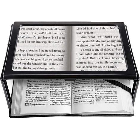 A4 Pleine Page Loupe de Lecture Loupe Sur Pied Rectangulaire Mains Libres avec 4 LED Lampe Lentille de Grossissement 3X pour Lire pour les Personnes âgées Les Aînés et Les Malvoyants de (1/5)
