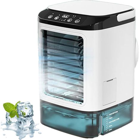 Tragbare Klimaanlage, leiser 3-in-1-Verdunstungsluftbefeuchter, 3 Windgeschwindigkeiten, kühlender Nebel, 7-LED-Licht, Tischkühler, Luftkühler für Zuhause (1/5)