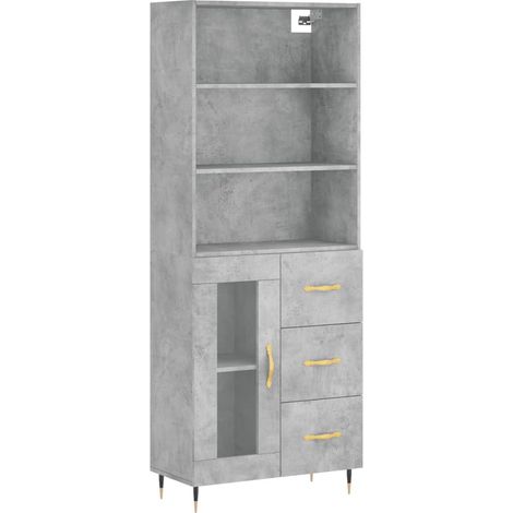 Credenza buffet cassettiera mobile contenitore organizer cucina soggiorno soggiorno alto 69,5 x 34 x 180 cm derivati del legno grigio 020034665