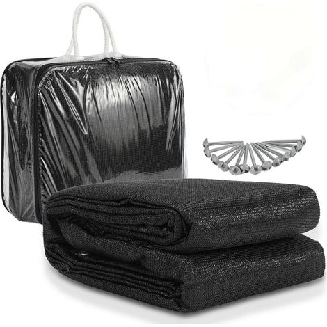 Jiubiaz Tappeto da campeggio traspirante 400x400CM, tappeto da pavimento esterno per tenda, caravan e tendalino Nero