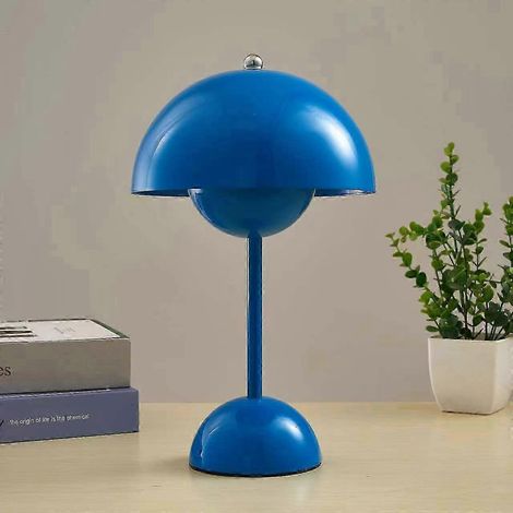 Lampe de bureau LED champignon, lampe de bureau en forme de bouton de fleur, rechargeable, trois lumières réglables, économie d'énergie, bleu ciel (1/5)