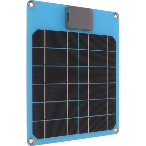 Panneau solaire monocristallin 5W 5V, générateur d'énergie, kit chargeur de batterie pour voiture, bateau, remorque, camping-car (bleu) (1/5)