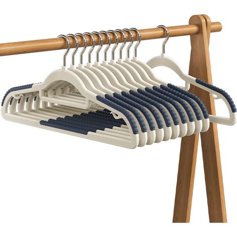 50-Piece Non-Slip PP Hangers with Pant Groove Rotatable Tie Hook Navy