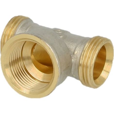 Té laiton extérieur nickelé eurocône 3/4'' FM x 1/2'' FF x eurocône 3/4'' FM