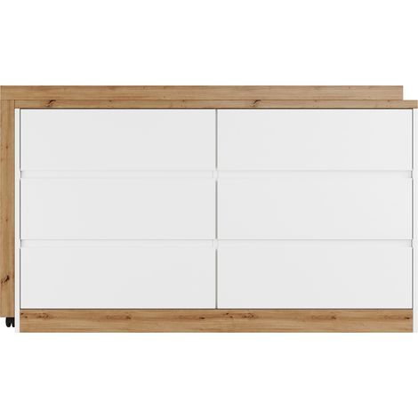 Escritorio multifunción giratorio con ruedas bloqueables 120 x 50 cm blanco roble (1/5)