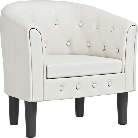 Fauteuil convertible en similicuir blanc (1/5)