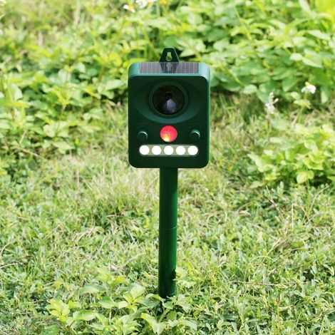 Waterproof Ultrasonic Bird Infrared Light Solar Flashing Animal Repellent (1/5)