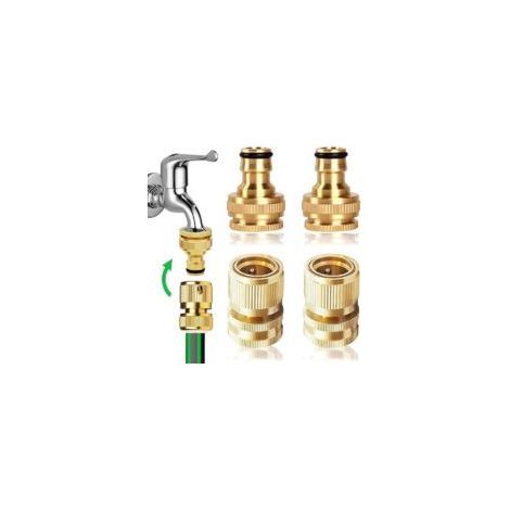 2 Paar 2-in-1 Gartenschlauch-Schnellkupplungs-Sets (1/2" und 3/4") aus Messing für Gartenküche und Garten (1/5)