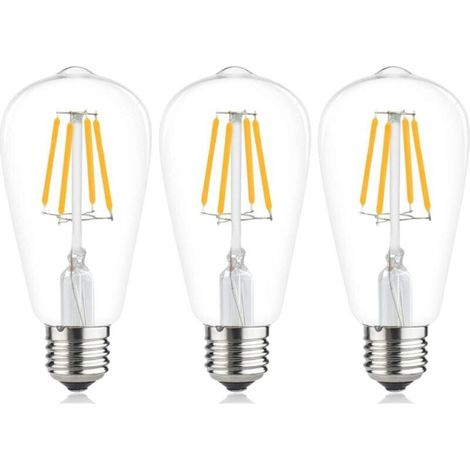 [NON UTILIZZATO] Lampadina a filamento LED E27 ST64, vintage 6W 2700K bianco caldo, lampadina retrò Edison vintage antica, 540 lumen equivalente a una lampadina a incandescenza da 48W, confezione da 3