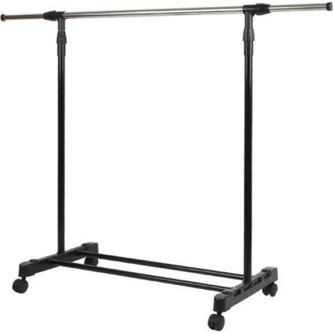Zuorior Portant à Vêtements Mobile Télescopique en Acier Hauteur et Largeur Réglables avec 4 Roulettes 145 x 77 x 158 cm (1/2)
