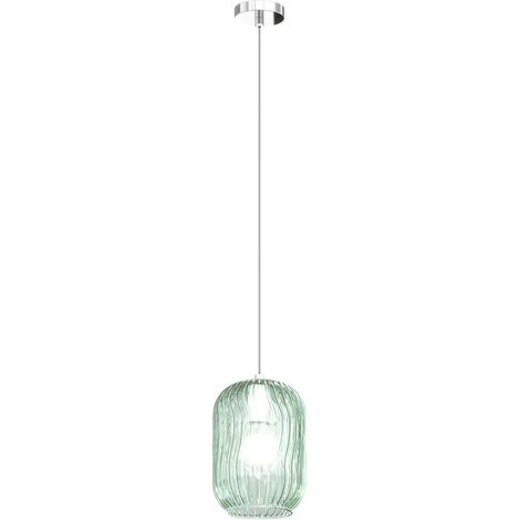 Sospensione Contemporanea Tender Metallo Cromo Vetro Verde 1 Luce E27 (1/3)