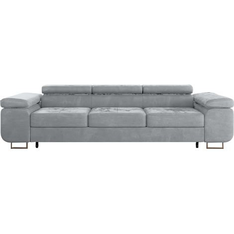 Wilson 3-Sitzer-Sofa, ausziehbar, Velours Grau