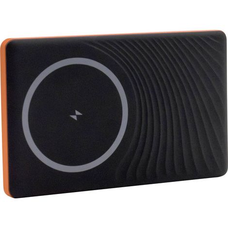 RealPower MAG ultra slim Power bank 5000 mAh MagSafe, Consegna di potenza USB-C® Arancione, Nero (1/2)