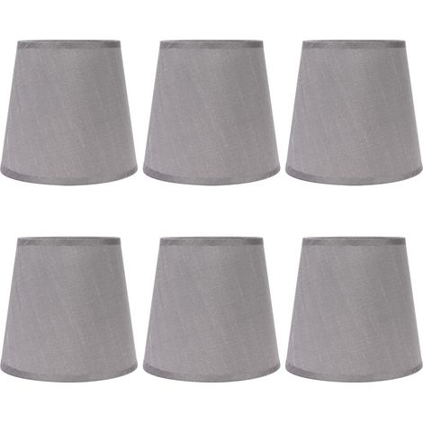 Abat-jour - Tissu Fer PVC Composite - Pour Applique Murale Lustre E14 - Diamètre Inférieur 15,2 cm Hauteur 14 cm - Gris - 6 Pièces (1/5)