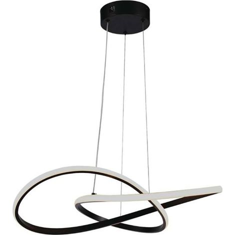 Lampada a sospensione LED design lampada sala da pranzo lampada a sospensione plafoniera curva, alluminio plastica nera, 20W 2540lm 3000K bianco caldo, H 100 cm