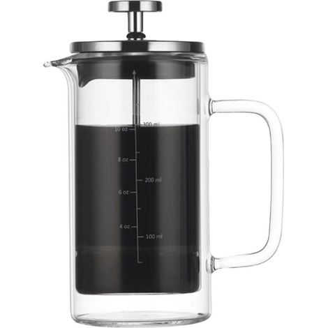 Cafetière à piston à double paroi de 295 ml (10 oz), carafe en verre borosilicate résistant à la chaleur avec filtre en acier inoxydable haute densité. (1/5)