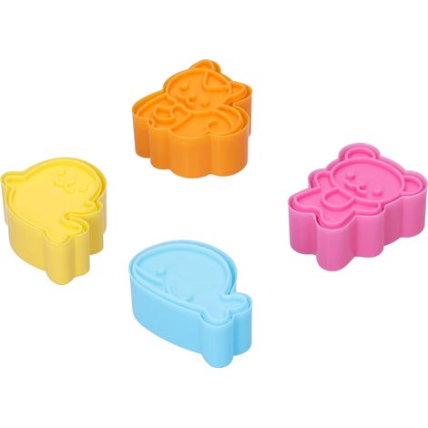 Lot de 4 emporte-pièces mini sandwich, biscuits et riz pour enfants, formes dauphin, phoque, écureuil et ours (couleur aléatoire) (1/5)