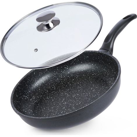 Poêle à frire en granit avec couvercle en verre, grande, 28 cm (1/5)