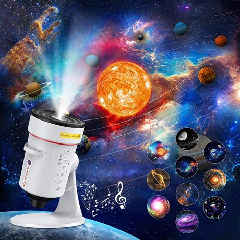 Projecteur Ciel Etoile+Machine Bruit Blanc avec 28 Berceuses,4K HD Réaliste Planetarium Projecteur avec 10 Disques de Film,Rotatif 360°Projecteurs Galaxie avec Minuteur pour Décoration Chambre (1/5)