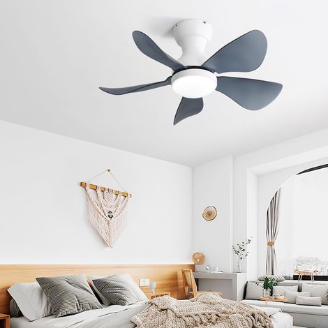 Ventilateur de plafond blanc de 74 cm (29 pouces) à montage encastré, 5 pales transparentes en ABS, éclairage LED intégré de 18 W à intensité