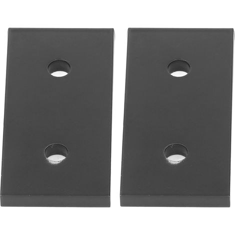Lot de 2 plaques de raccordement aluminium rectangulaires 2 trous 40x40 mm noires resistantes a la compression pour meuble et industrie (1/5)