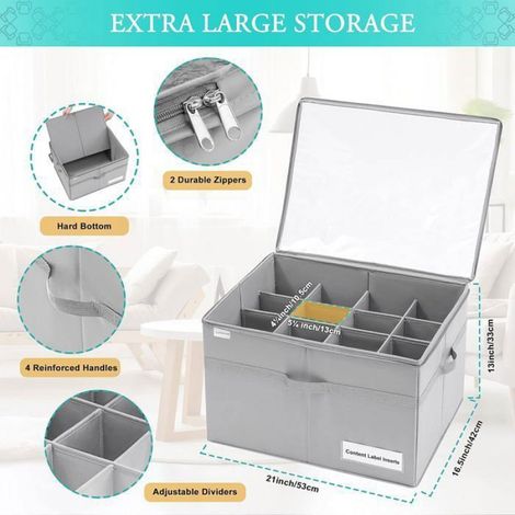 Organisateur Chaussures Transparent Pliable pour 16 Paires Boîtes Rangement Placard avec Poignées Renforcées Gris (1/5)