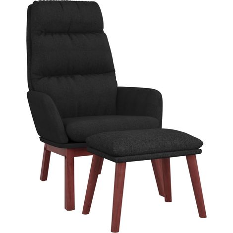 Maison Exclusive - Chaise de relaxation avec tabouret Noir Tissu (1/5)