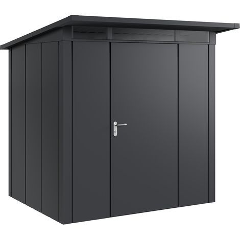 Hörmann Metall-Gerätehaus "Juno" mit Pultdach, JPD4 - Design, 214 x 166 cm (B x T), anthrazit, 1-flüglige Tür, Anschlag rechts (1/5)
